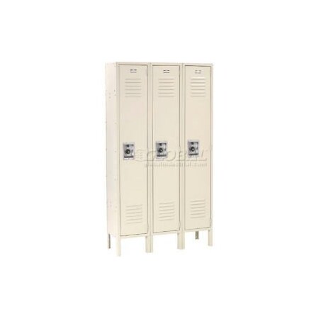 Global Equipment Infinity Single Tier 3 Door Locker, 12"Wx12"Dx72"H, Tan, Unassembled 254116TN